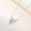 LCB7001银镀18K白金培育海蓝宝蝴蝶项链主石7*5mm/0.8ct 5